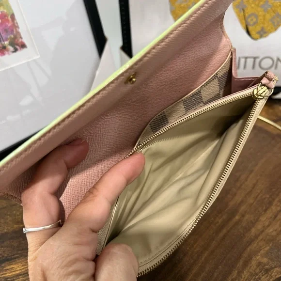 Louis Vuitton Damier Azur Emilie Wallet w/ Pink/Green! - Picture 9 of 11